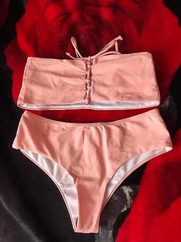 купальники с кружевом: Женский раздельный купальник-бикини, размер М - Цвет: нежно-розовый — 3