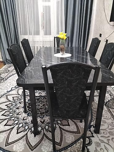 гостиный гарнитур: Кухонный стол и стул, цвет - Черный — 3