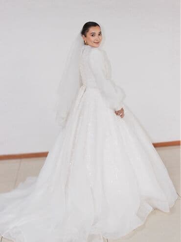 свадебное платье в стиле прованс: Свадебное платье, Со шлейфом, Атлас, Пышное, Кружево, Б/у — 28