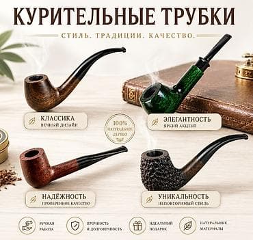 Курительные трубки из натурального дерева - Материал: 100%