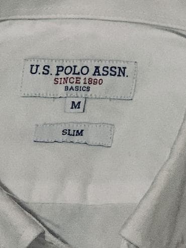 whieda очки: Мужская рубашка U.S. Polo Assn. Basics - Модель: SLIM (приталенный — 3