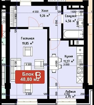 rayan: 1 комната, 49 м², Элитка, 8 этаж, Готовая ПСО (под самоотделку) — 3