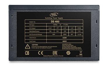 Настольные ПК и комплектующие: Блок питания, Б/у, DeepCool, 480 Вт, Bronze, 480 Вт — 1