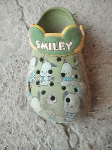 см 7: Детские сабо (кроксы) Smiley - Цвет: светло‑зелёный с принтами — 3