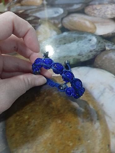 amber elixir: Браслет-шамбала с сияющими синими бусинами - Тип: плетёный — 1