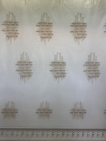 Тюль/гардина с вышивкой и подвесным декором - Цвет: молочно‑белый фон