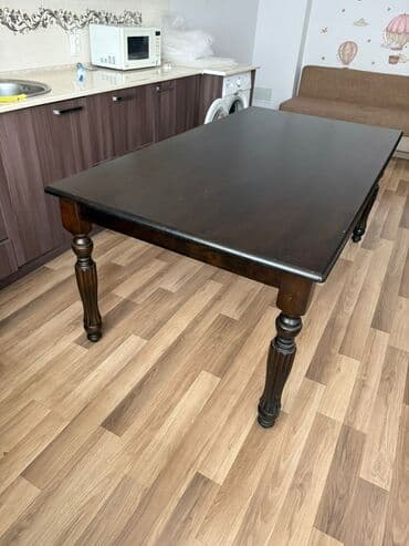 стол обеденный деревянный: Кухонный стол, Б/у, Прямоугольный, Нераскладной — 1