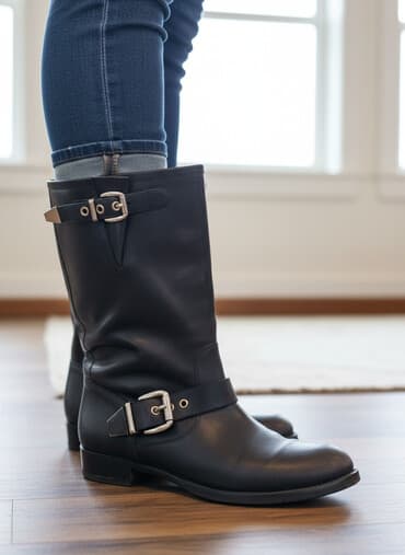 сапоги из натурального меха и кожи: Женские кожаные сапоги, набор из нескольких пар (черный цвет): по — 1