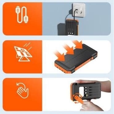 Повербанк на солнечной батарее и с динамо зарядкой, 10000mAh с набором at lalafo.kg Повербанк на солнечной батарее и с динамо зарядкой, 10000mAh с набором