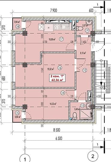 platinum park: 2 комнаты, 62 м², 106 серия улучшенная, 3 этаж, Готовая ПСО (под самоотделку) — 2