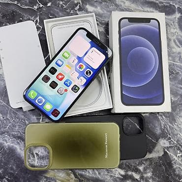 iphone es: IPhone 12 mini, Б/у, 128 ГБ, Синий, Чехол, Коробка, 74 % — 3
