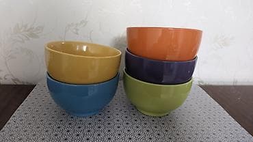 мюсли: Набор из 5 керамических мисок разного цвета. - Материал: керамика с — 1