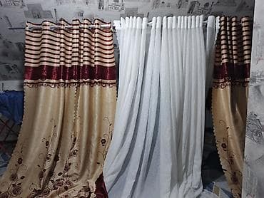 Матраска арналган каптамалар жана топперлер: Шторалар комплекти, Атлас, Комплектте тюлу бар, Даяр буюм, Конок бөлмөсү үчун — 3