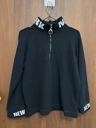 футболка hba: Черная толстовка/лонгслив с воротником-стойкой и молнией до середины — 2