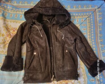 Дублёнка детская с капюшоном на 6-7 лет - Материал: натуральная