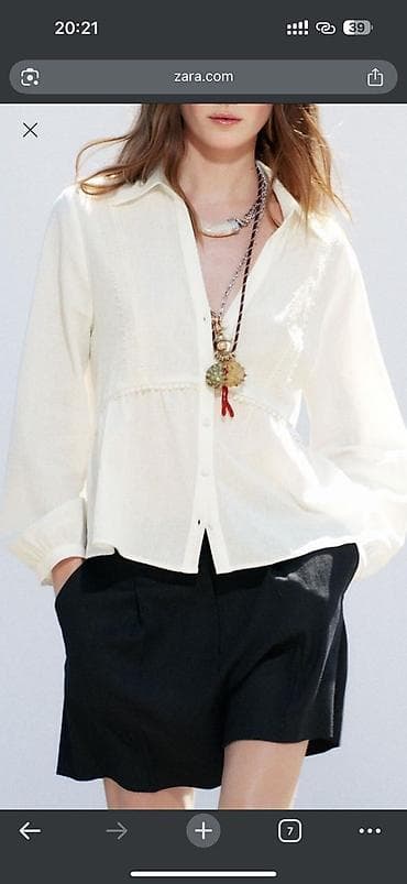 Блузка, Лен, Однотонный at lalafo.kg Блузка, Лен, Однотонный