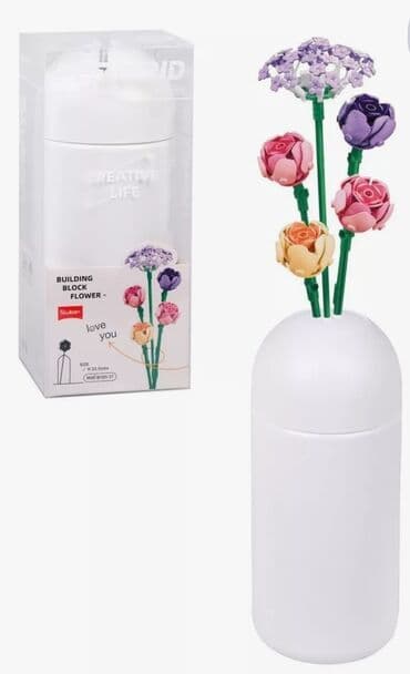 баллон гелия для шаров: Лего букет цветов с вазой (Розы, Пионы) отличный подарок для — 2
