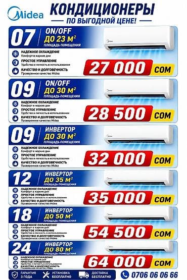 Тиричилик техникасы: Кондиционеры Midea — эффективное охлаждение и комфорт в жаркие дни — 1