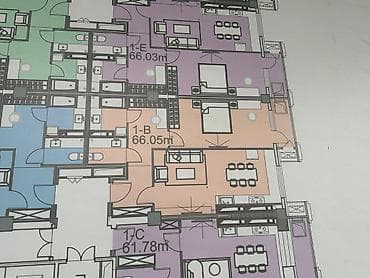 реально: 2 комнаты, 66 м², Элитка, Улан мкр Элитка, 13 этаж, ПСО (под самоотделку) — 2