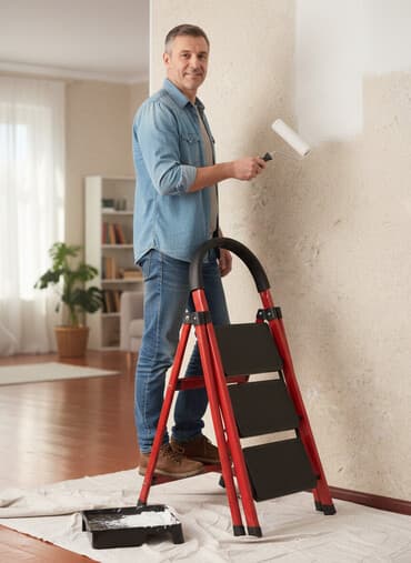 Складная стремянка лестница с 3 широкими ступенями, новая