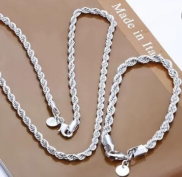 Серебряный комплект «Rope» — цепочка и браслет - Материал: серебро