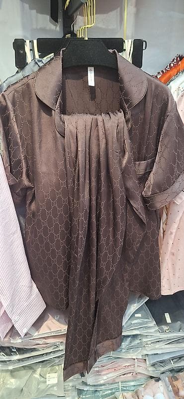 armani code: Женские пижамные рубашки из атласной ткани - Материал: гладкий сатин — 6