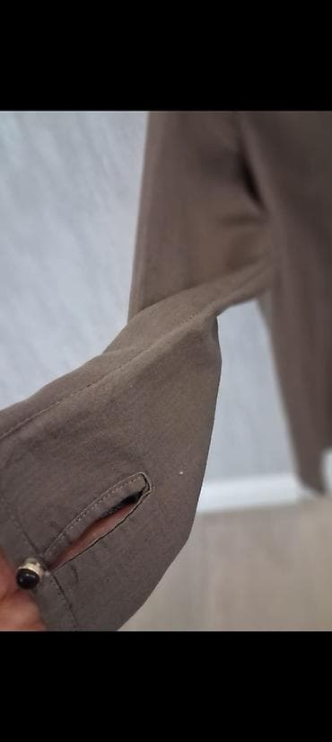 slim patch: Блузка, Классическая модель, Лен, Однотонный, С пайетками — 3