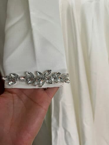 для беременных платья: Свадебное платье, XS, С поясом, Мусульманское, Дизайнерское, Б/у — 6