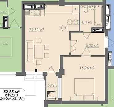 Квартиры: 2 комнаты, 54 м², Элитка, 3 этаж, ПСО (под самоотделку) — 2