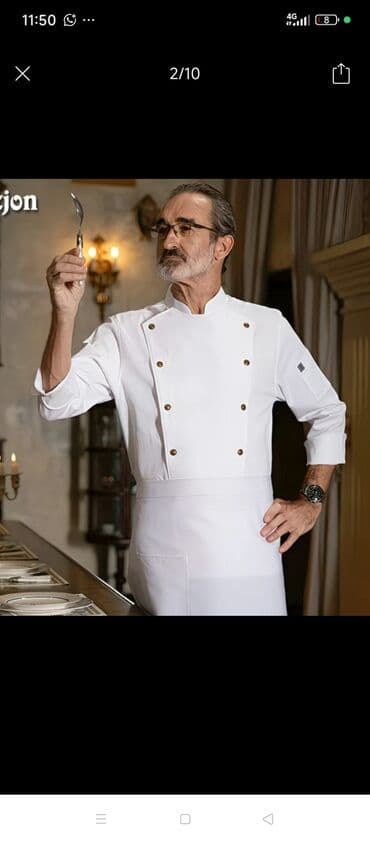 надом пиджак: Поварская куртка классического белого цвета, предназначенная для — 1