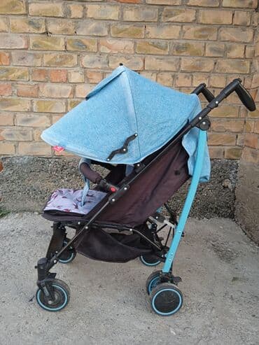 купить колеса на коляску бу: Коляска, цвет - Голубой, Б/у — 2