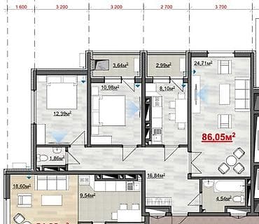 Квартиры: 3 комнаты, 87 м², Элитка, Пишпек Элитка, 11 этаж, Евроремонт — 9