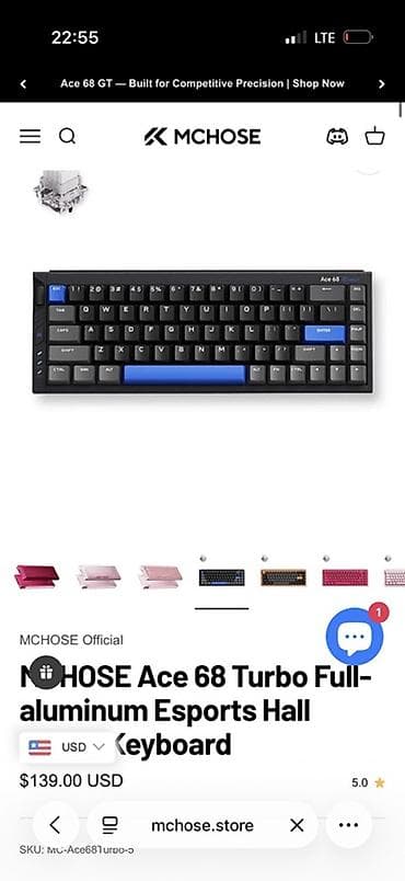 touch bar: Клавиатура, Механическая, Проводное подключение, Размер: 65% — 1