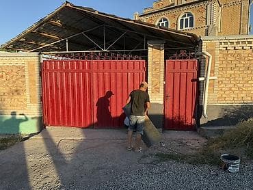 Металлические распашные ворота с калиткой - Материал — 1