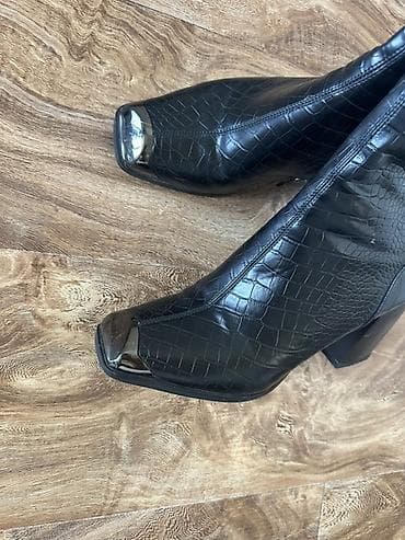 Сабо: Женские ботильоны - Цвет: черный - Фактура под крокодила (тиснение) - — 2