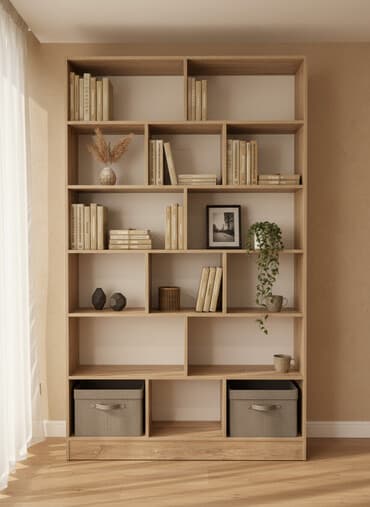 Стеллаж открытый модульный - Материал: ЛДСП с текстурой светлого дуба