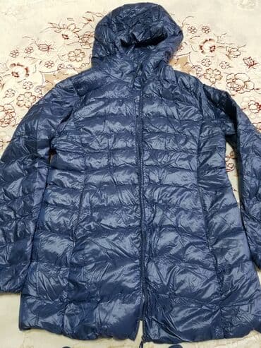 купить женский пуховик большого размера: Очень лёгкая теплая женская куртка деми, наполнитель пух,синего — 2