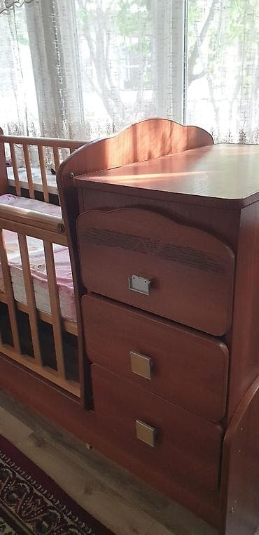 пб 2000: Детская приставная кроватка, Без колесиков, цвет - Коричневый — 4