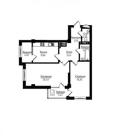 capstroy sity: 2 комнаты, 85 м², Элитка, 12 этаж, Готовая ПСО (под самоотделку) — 2