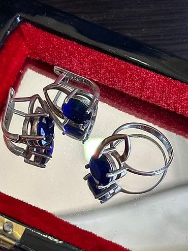 Серьги серебро проба 925 с синим сапфиром 8к цена : 
😍😍✅💍👍