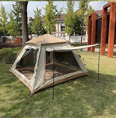 Спорт и хобби: Палатка для кемпинга с навесом - Конструкция: классическая «домик» с — 2