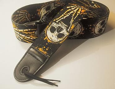 Ювелирные изделия: Ремень-ремешок для гитары с принтом «череп и кости» - Материал ленты — 2