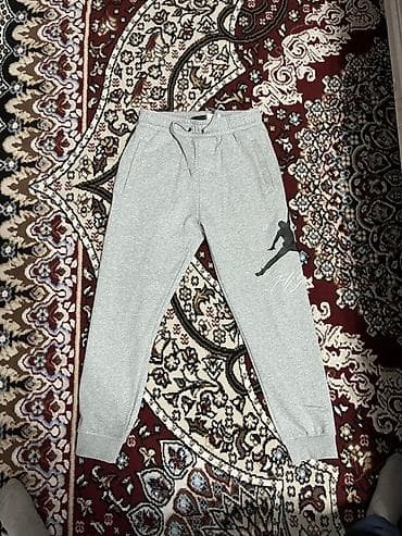 Головные уборы: Серые спортивные штаны Jordan (Nike) - Цвет: светло‑серый меланж - — 2