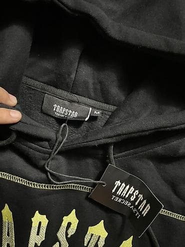 Толстовки: Худи Trapstar с капюшоном - Цвет: черный - Принт: крупный фирменный — 5