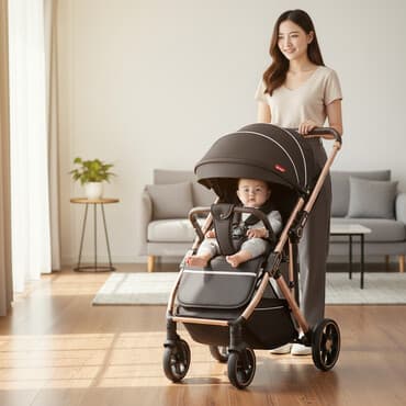 Коляска, цвет - Черный, Новый