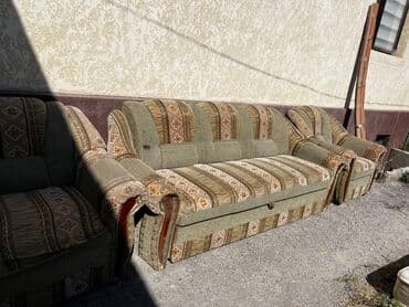диваны бу бишкек: Комплект мягкой мебели, Б/у, Платная доставка, Самовывоз, цвет - Серый — 8