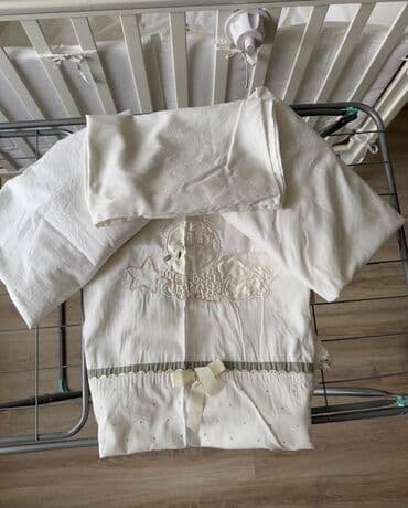 манеж с люлкой: Детская приставная кроватка, С колесиками, цвет - Белый — 6