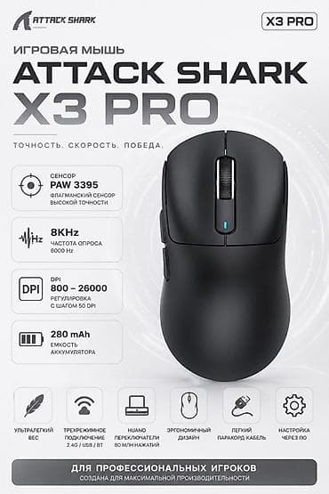 bluetooth keyboard: Еспроводная мышь Attack Shark X3pro главная особенность 8k донгл — 1