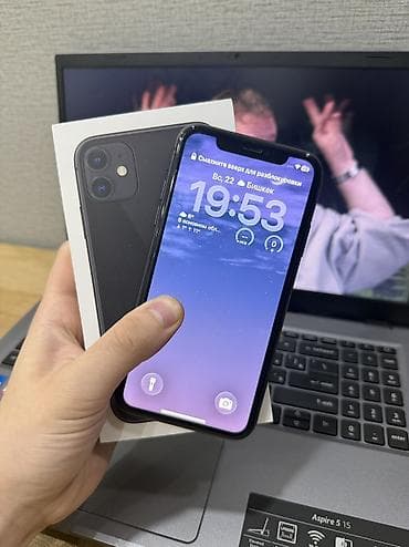 tecno pova2: IPhone 11, Б/у, 128 ГБ, Черный, Коробка, 75 % — 1