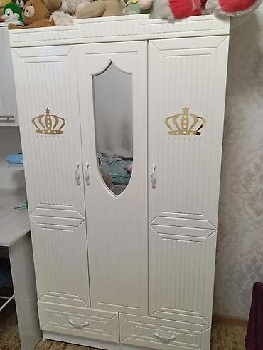 Детский шкаф, Б/у, Для одежды, Для девочки, МДФ, цвет - Белый, Самовывоз